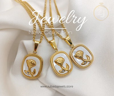 Gold Rose Medallion Pendant Necklace