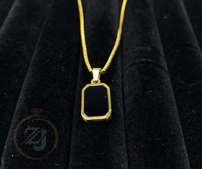 Bold Black & Gold Octagon Pendant Necklace