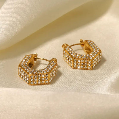 Golden Hexagon Hoop Earrings