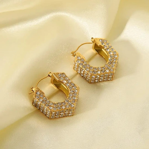 Golden Hexagon Hoop Earrings