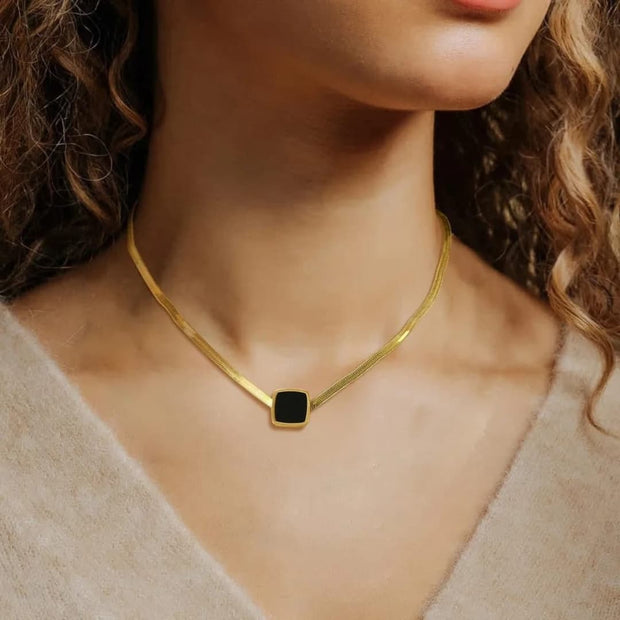 Black Square Snake Chain Necklace