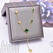 Golden Emerald Charm Necklace