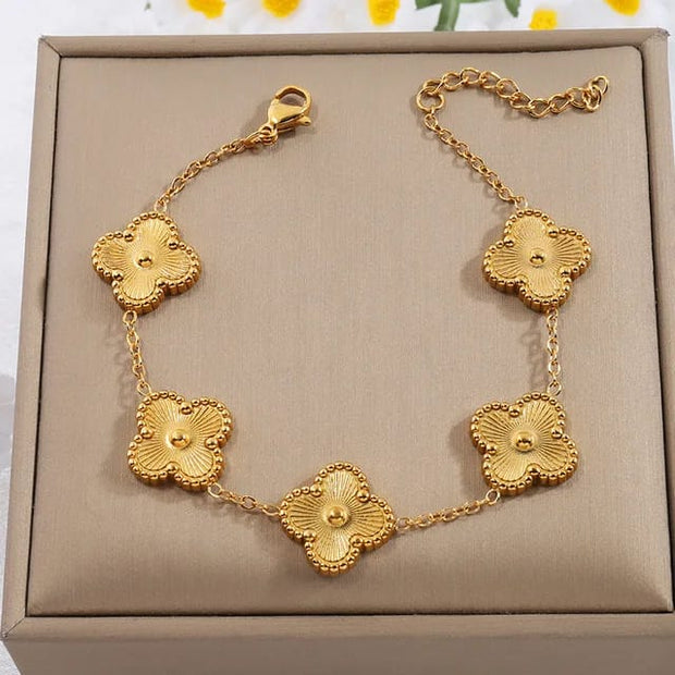 Golden Floral Charm Bracelet