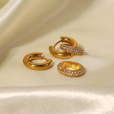 Golden Sparkle Hoop Earrings Set