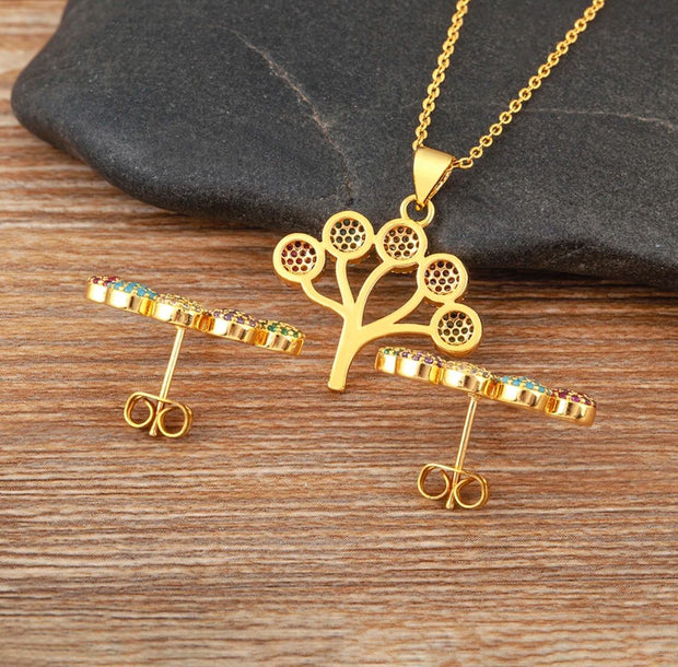 Multi-Tree Flower Locket Necklace